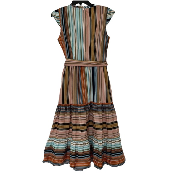 Donna Morgan Multi Color Striped Sleeveless Dress Plunge Neck Size 8 - Picture 5 of 7